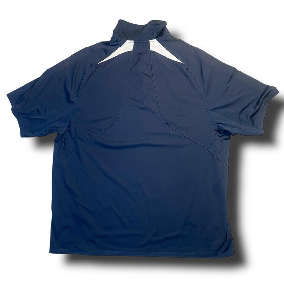 Nike XL Golf Performance Dri Fit Polo Sports Navy Solid Swoosh Mesh Golf Shirt - Picture 2 of 8